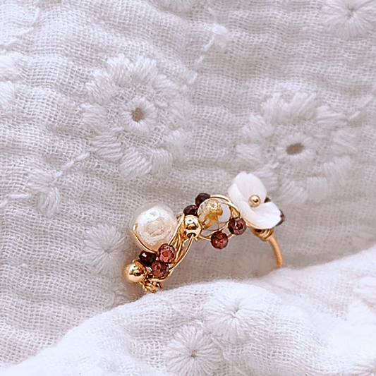 Bague en lait maternel et grenat souvenir d’allaitement maman bébé breastfeeding, bague au lait maternel d’allaitement