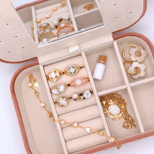 Boîte à bijoux haut de gamme velours rose, boîte pour bijoux au lait maternel