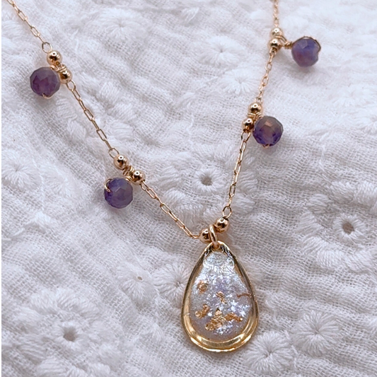 Collier au lait maternel en améthyste, collier lait maternel d’allaitement pour maman, maman latte, bijoux lacté, allaiter, allaitement exclusif