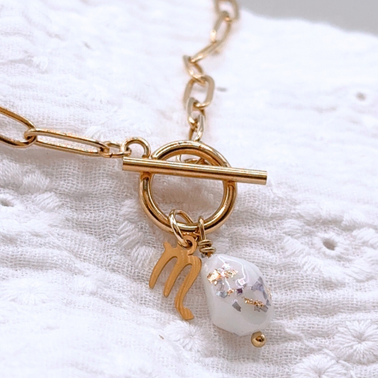 Collier signe astrologique au lait maternel, souvenir d’allaitement, bélier, scorpion, collier gémeaux, zodiaque