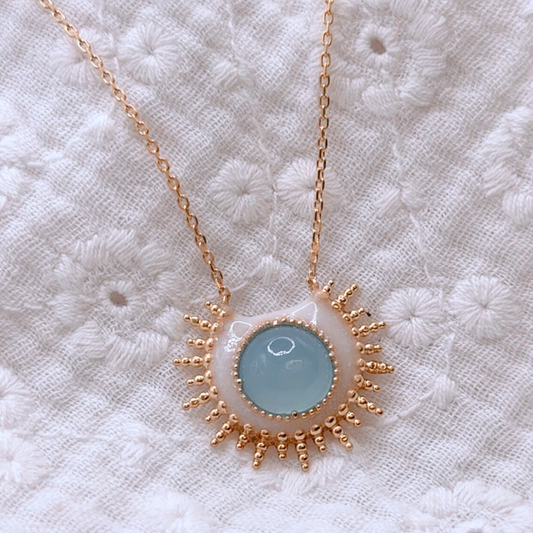 Collier soleil et Agate bleue au lait maternel, bijou d’allaitement, souvenir d’allaitement pour les mamans, idée cadeaux de naissance, allaitement exclusif