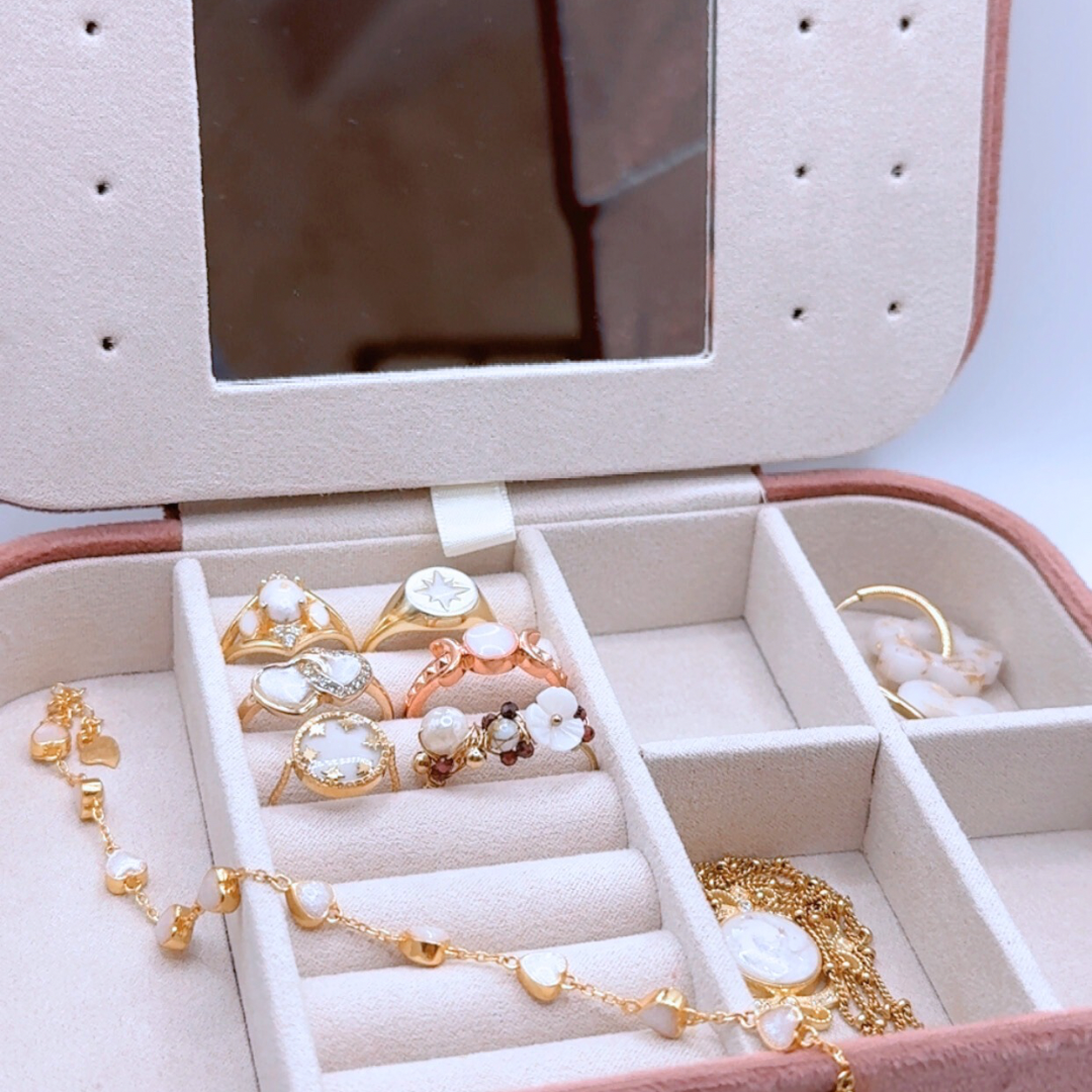 Boîte à bijoux haut de gamme velours rose, allaitement