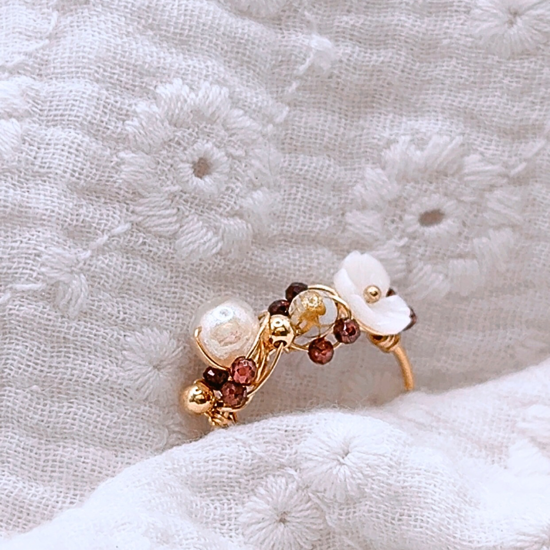 Bague en lait maternel et grenat souvenir d’allaitement maman bébé breastfeeding, bague au lait maternel d’allaitement
