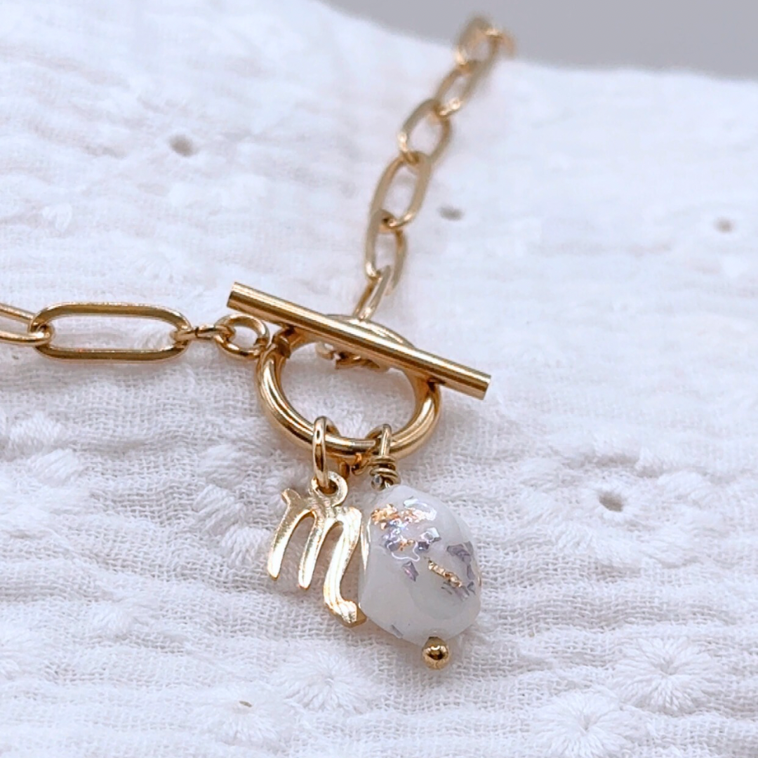 Collier signe astrologique au lait maternel, souvenir d’allaitement, bélier, scorpion, collier gémeaux